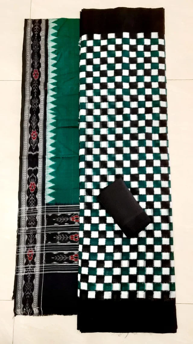 102067 Sambalpuri Handloom Dress Material With Dupatta Set