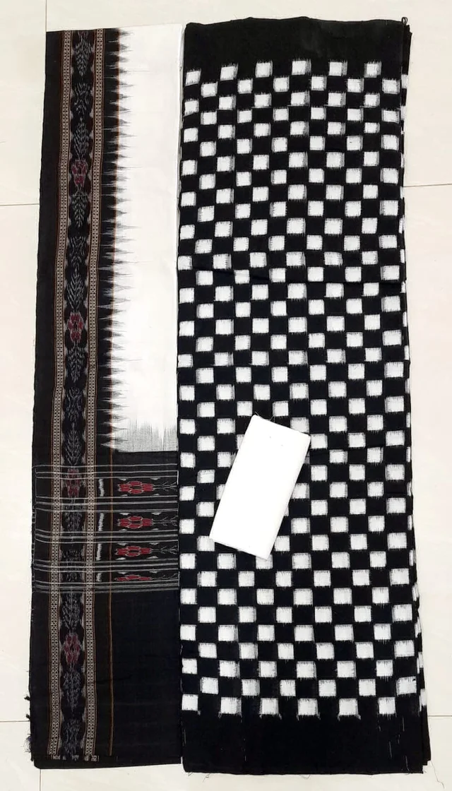 102068 Sambalpuri Handloom Dress Material With Dupatta Set