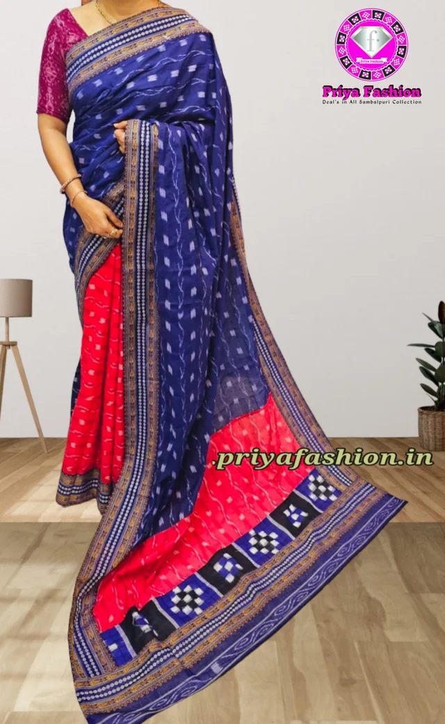 102079Sambalpuri Patchwork Saree With Blause Pics