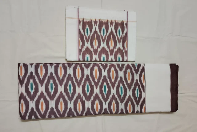 102120 Sambalpuri Ikkat Handloom Cotton Double Bedsheet with pillow Cover - 90/108