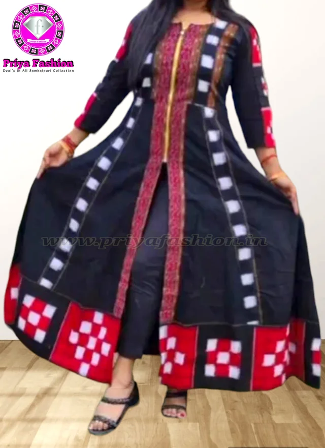 102121 Sambalpuri Handloom Round Long Kurti - 36