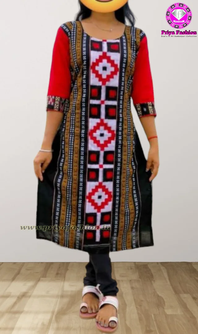 102229 Sambalpuri Handloom Stiching Kurti - 38 Size