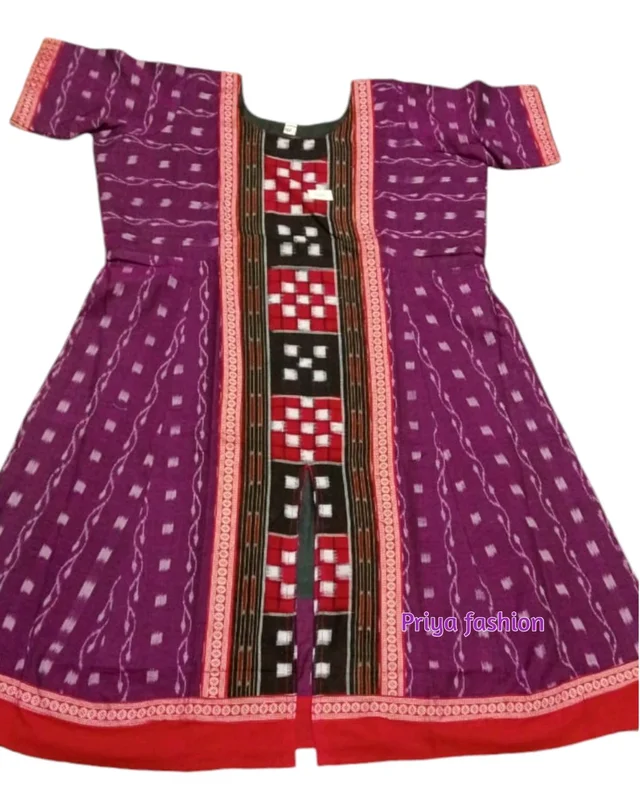102241 Sambalpuri Round Kurti Top - Purple, XL-40