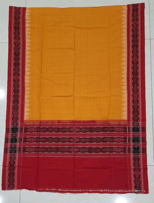 102295 Sambalpuri Handloom Cotton Dupatta - Web Orange, Guardsman Red