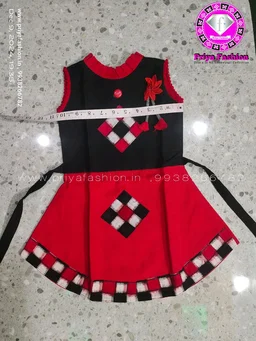 102302 Sambalpuri Kids, Baby Dress - Black, Red, 26