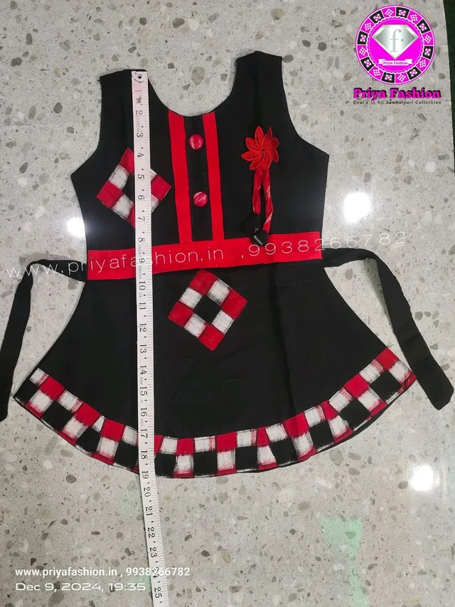 102303 Sambalpuri Kids, Baby Dress - Black, 22