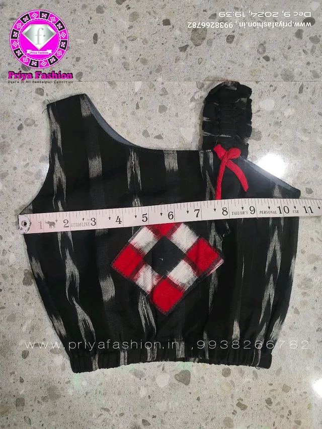 102304 Sambalpuri Kids, Baby Dress - Black, Red, 26