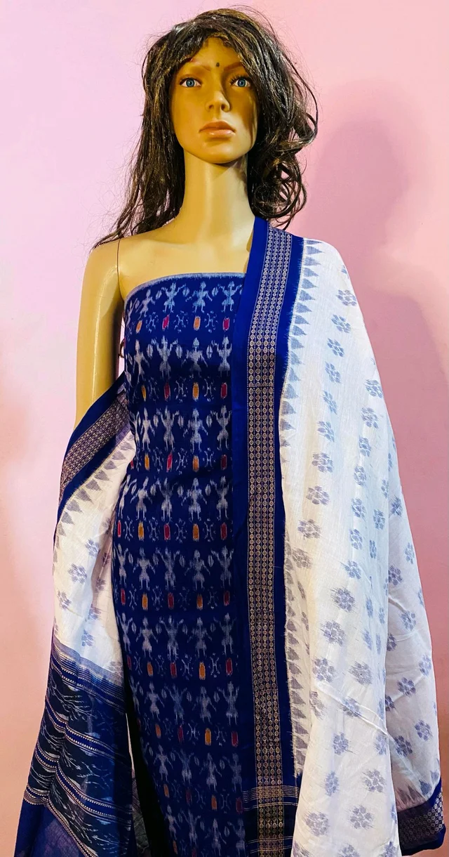 102307 Sambalpuri Dress Material With Dupatta - Ultramarine