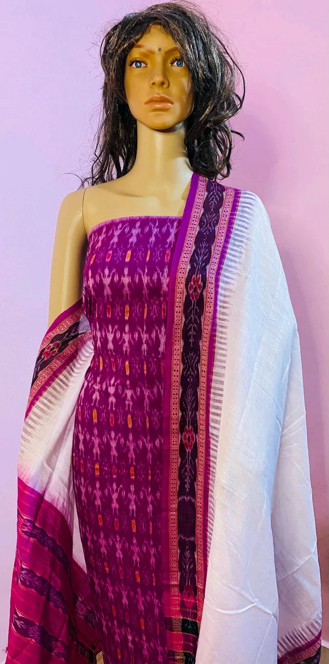 102309 Sambalpuri Dress Material With Dupatta - Violet Eggplant