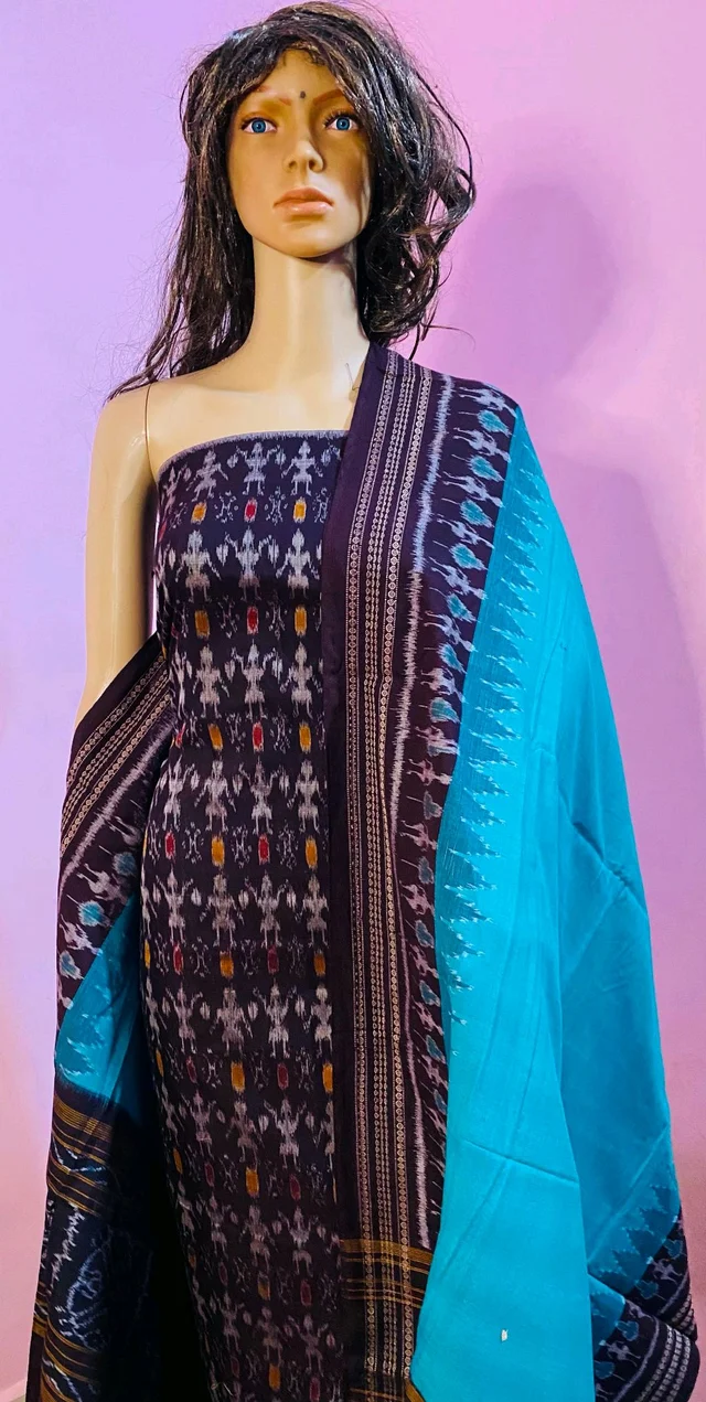 102316 Sambalpuri Dress Material With Dupatta - Mahogany