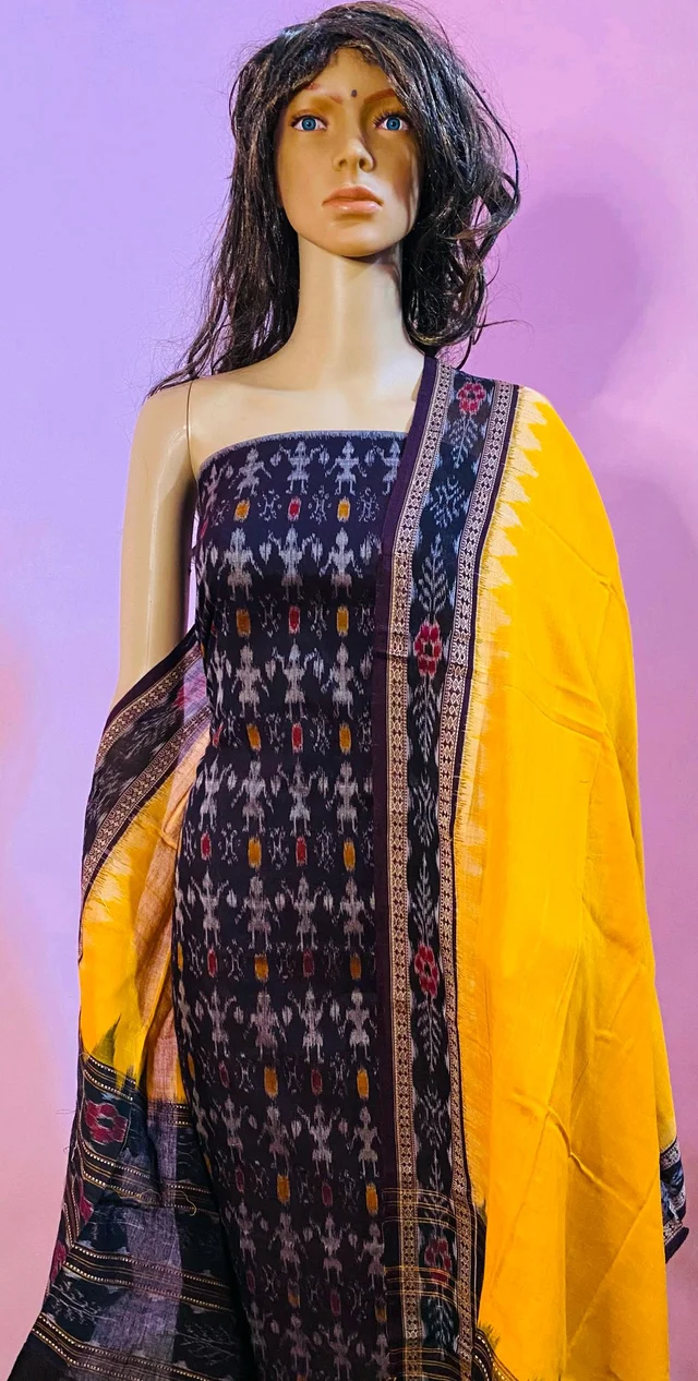 102317 Sambalpuri Dress Material With Dupatta - Rosewood