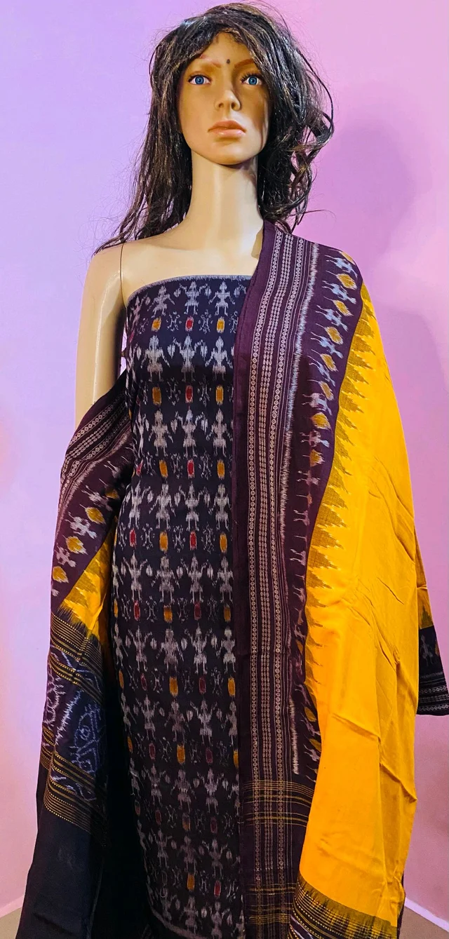 102318 Sambalpuri Dress Material With Dupatta - Bordeaux
