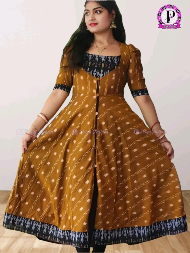 102323 Sambalpuri Round Kurti Top - XXL-42, Pirate Gold