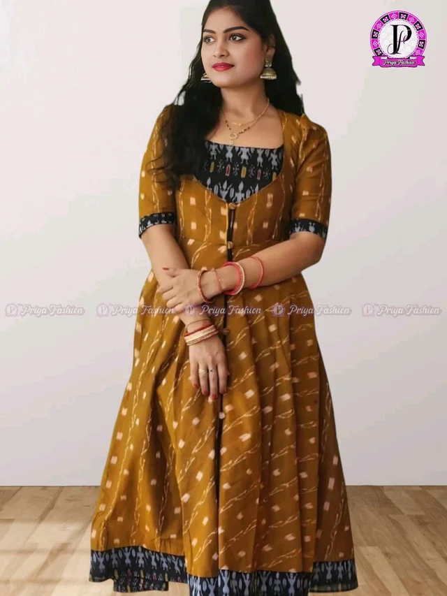 102323 Sambalpuri Round Kurti Top - XXXL-44, Pirate Gold