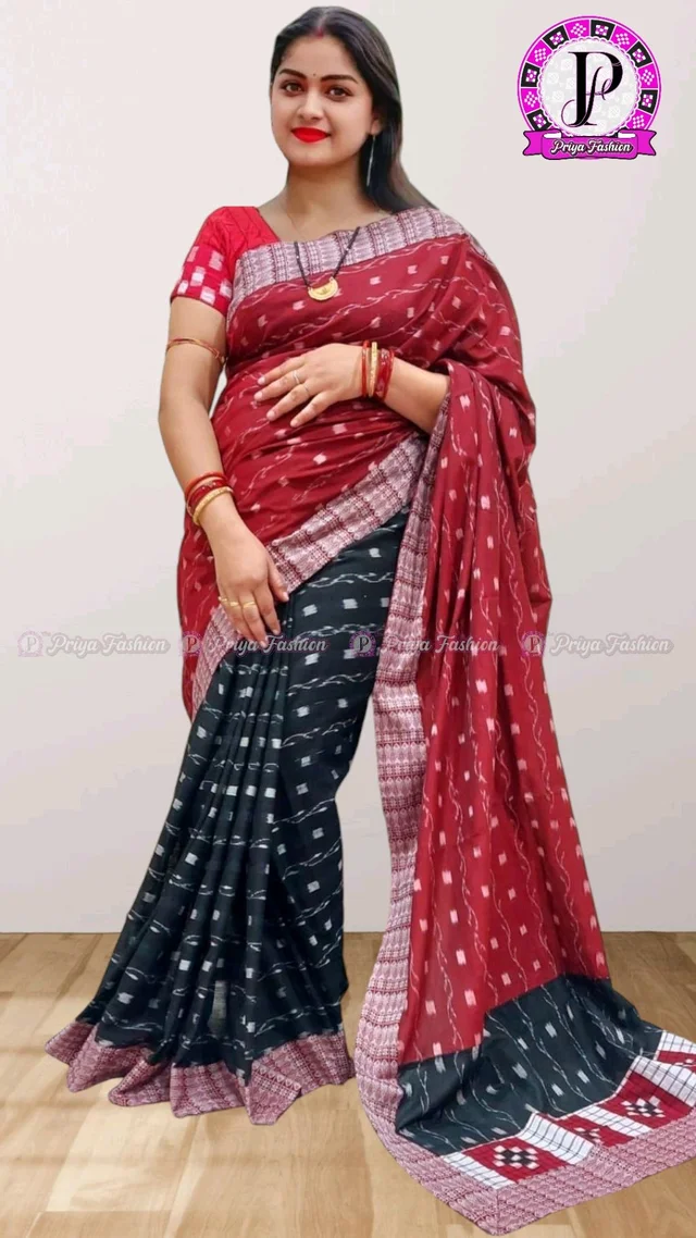 102356  Sambalpuri Handlooms Patchwork Saree With Blause 