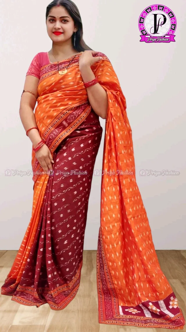 102358  Sambalpuri Handlooms Patchwork Saree With Blause 