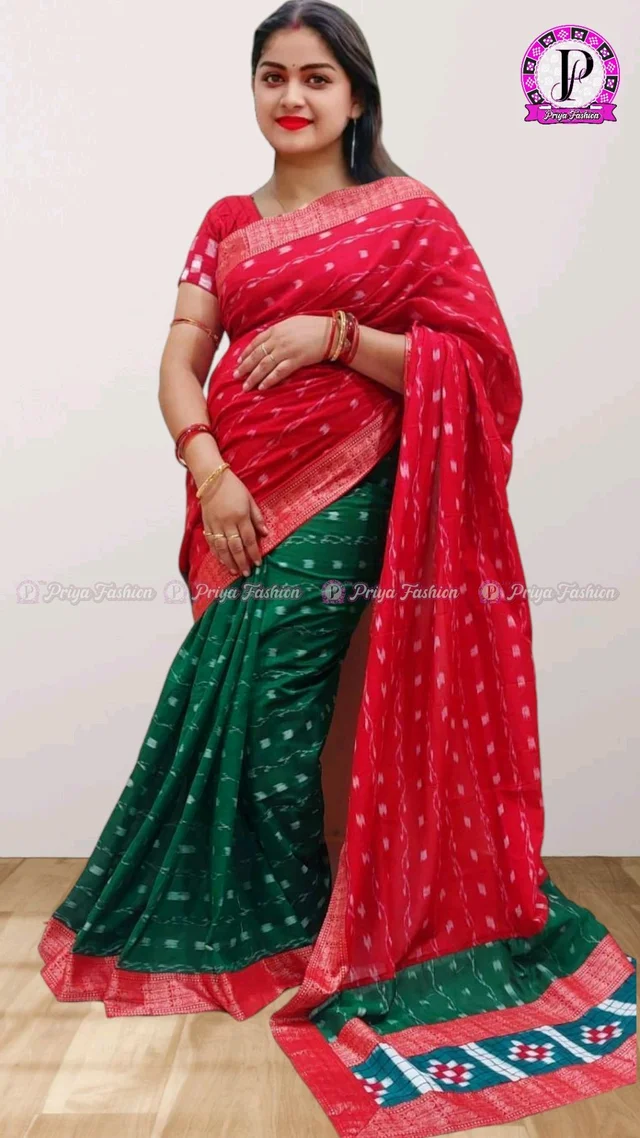 102365  Sambalpuri Handlooms Patchwork Saree With Blause 