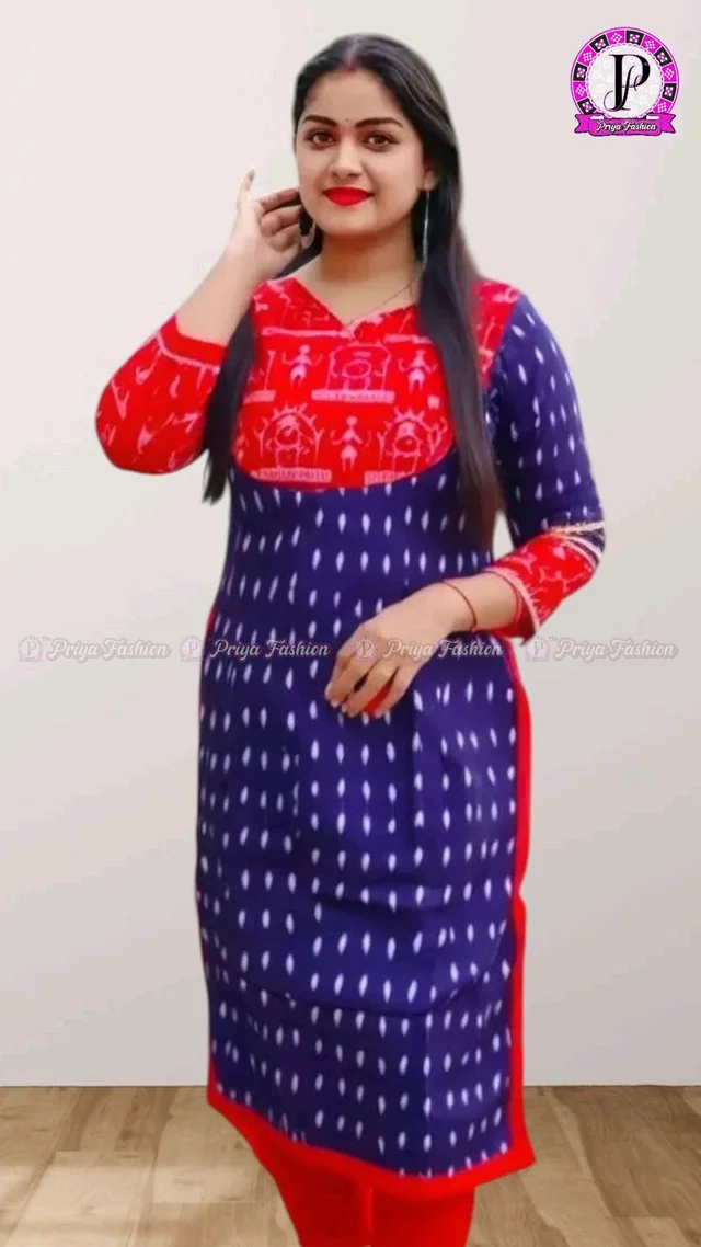 102369 Sambalpuri Handloom Cotton Stitching Kurti In Meroon Colour - S-36, Ultramarine
