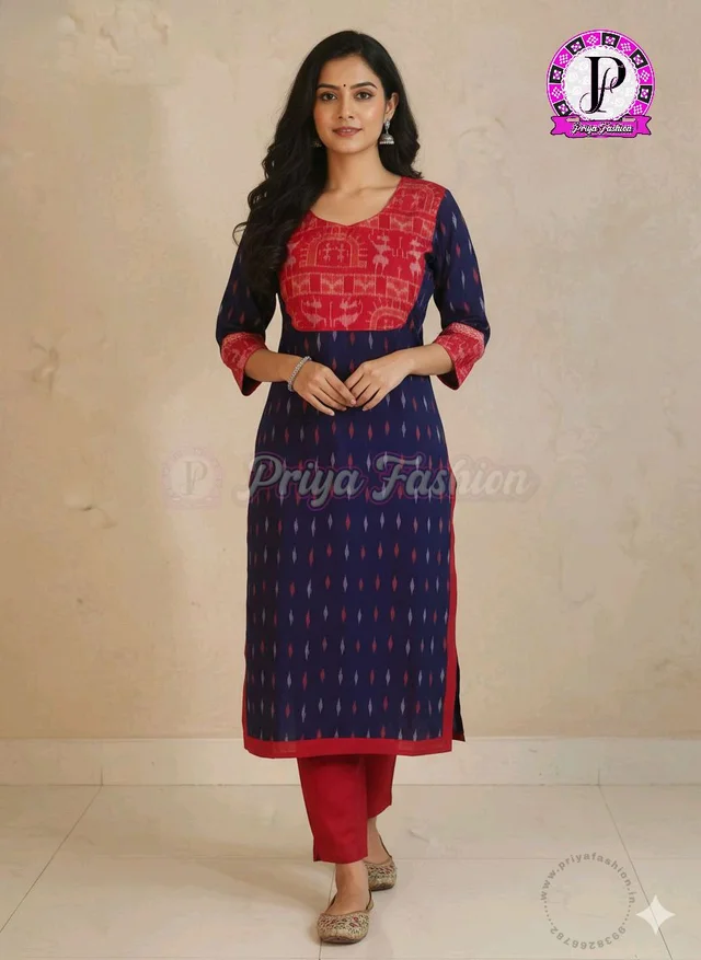 102376 Sambalpuri Handloom Cotton Stitching Kurti In Meroon Colour - S-36, Jacksons Purple