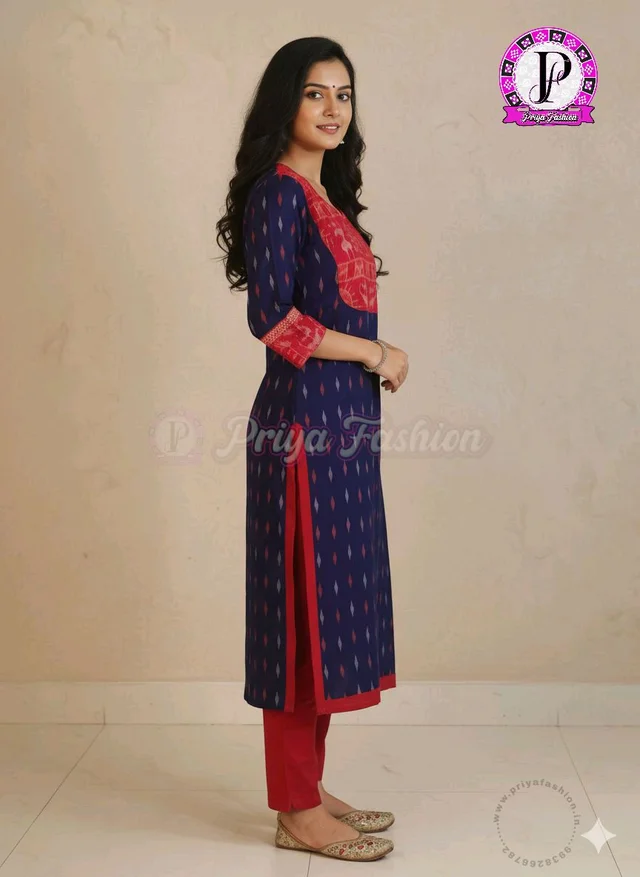 102376 Sambalpuri Handloom Cotton Stitching Kurti In Meroon Colour - S-36, Jacksons Purple