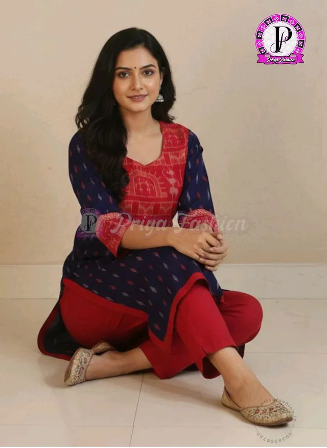 102376 Sambalpuri Handloom Cotton Stitching Kurti In Meroon Colour - S-36, Jacksons Purple
