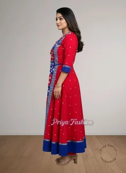 102377 Sambalpuri Round Kurti Top - 40, Web Orange