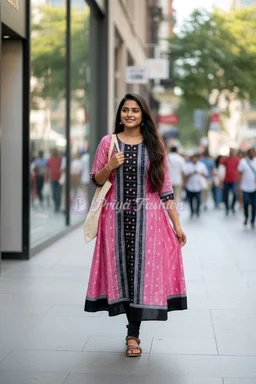 102378 Sambalpuri Round Kurti Top - L-38, Blush Pink