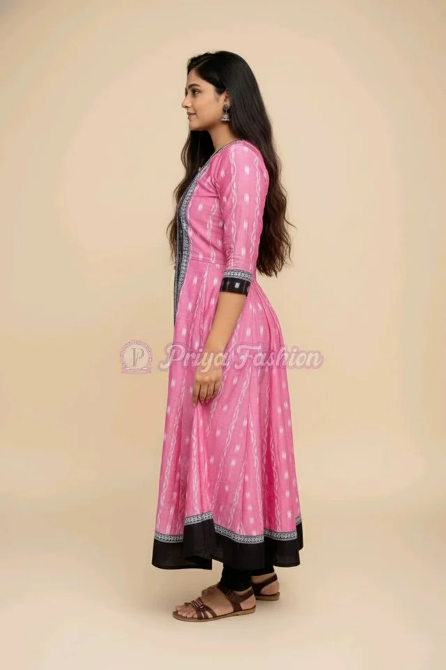 102378 Sambalpuri Round Kurti Top - 40, Web Orange