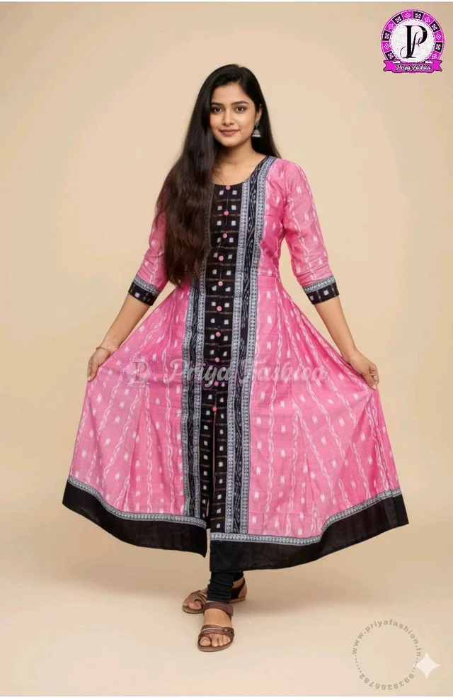 102378 Sambalpuri Round Kurti Top - 42, Web Orange