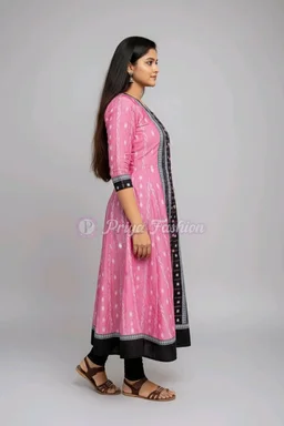 102378 Sambalpuri Round Kurti Top - 42, Web Orange