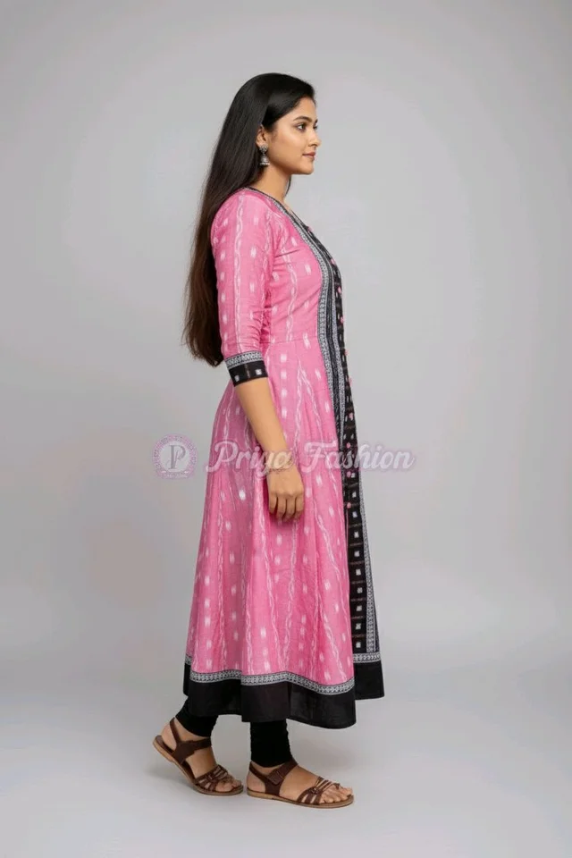 102378 Sambalpuri Round Kurti Top - 44, Web Orange