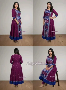 102380 Sambalpuri Round Kurti Top - 42, Web Orange