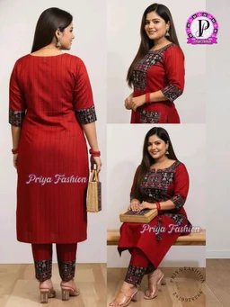 102391 Sambalpuri Handloom Cotton Stitching Kurti In Meroon Colour - Guardsman Red, M-36, Only Kurti