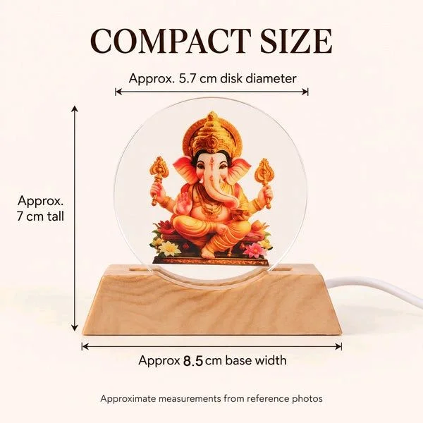 3D Ganesha Acrylic LED Lamp with Warm Golden Glow for Decor (1 Pc)