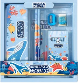 : 7-in-1 "Undersea World" Ocean-Themed Kids Stationary Gift Set
