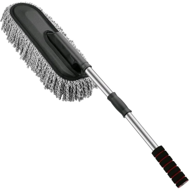 Microfiber Car Duster Brush with Extendable Handle - Scratch-Free, Lint-Free Cleaning for Interior & Exterior of Cars, SUVs, Motorcycles, RVs, and Trucks (1Pc, Grey)