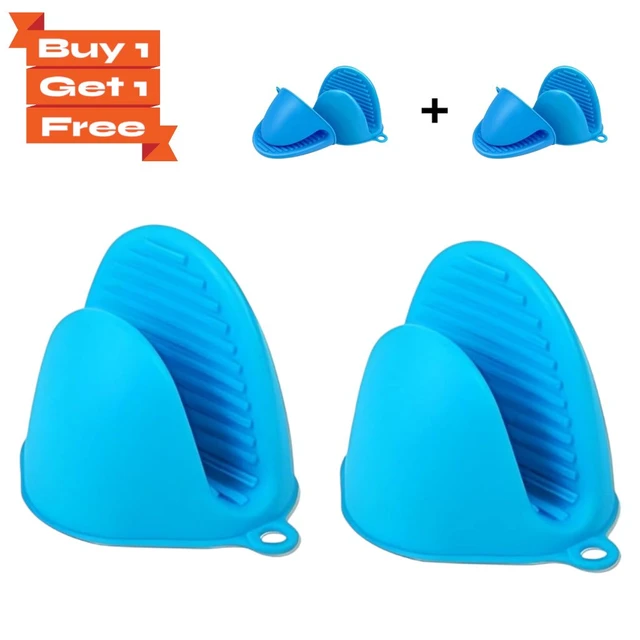 Silicone Pinch Grip Oven Mitts Set - Heat Resistant Kitchen Pot Holders, Utensil Grippers (BUY 1 Pair + 1 Pair Free, Random Colors)