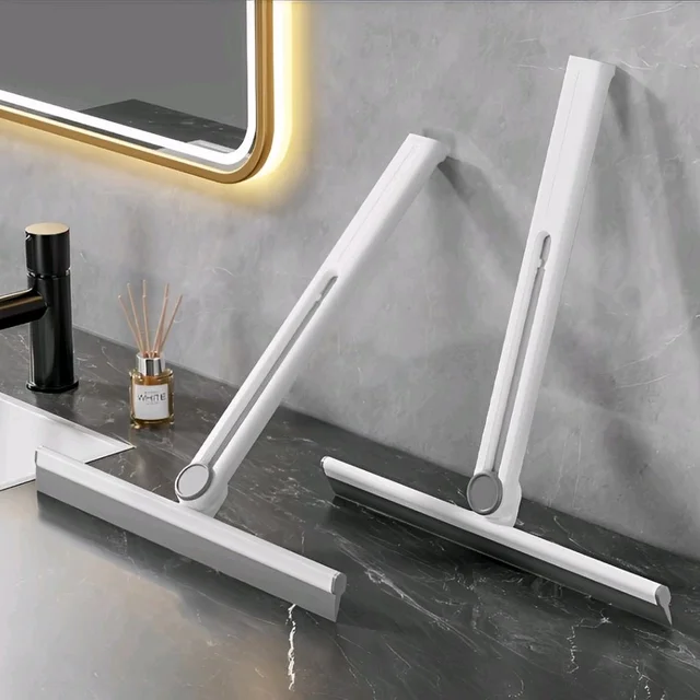 Foldable 360° Rotatable Window Wiper & Scraper - Silicone Squeegee Cleaner for Windows, Tiles, Mirrors, Car Windshields, Bathroom & Countertops