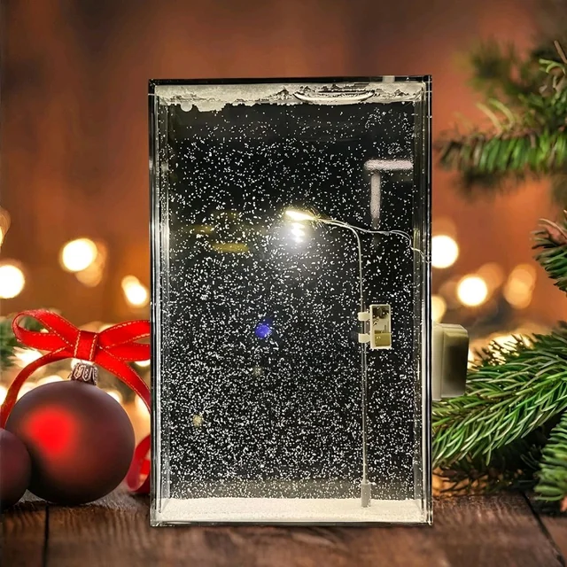 Handmade Snowfall Street Lamp - DIY Snow Scenery Lamp, Christmas Desktop Decor, Snowfall Snowflake Lamp for Kids, Family, and Gifts