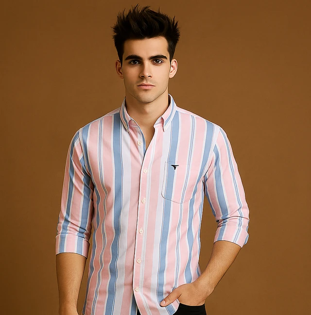 American Owl AMERICAN OWL Casual Shirts Full Sleeves Stripes CAO004 - L