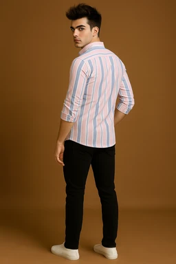 American Owl AMERICAN OWL Casual Shirts Full Sleeves Stripes CAO004 - L