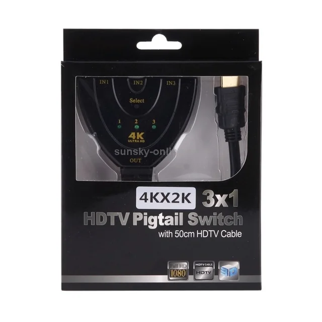 iSparehub 3 Port into 1 HDMI Input 4K x 2K HDTV Smart TV Pigtail Switch Adapter HDMI Splitter Adaptor Cable Module