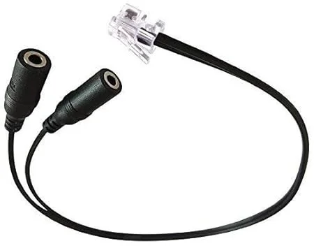 iSparehub Rj9 Male To Dual 3.5 Mm Female Headphone Adapter, Telephone Audio Adapter, Headphone Cable, Suitable For Office Rj9 Headsets
