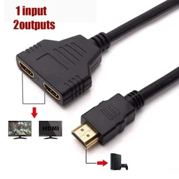 iSparehub HDMI Male to Dual HDMI Female Adapter Cable , 1 HDMI male to 2 HDMI Female