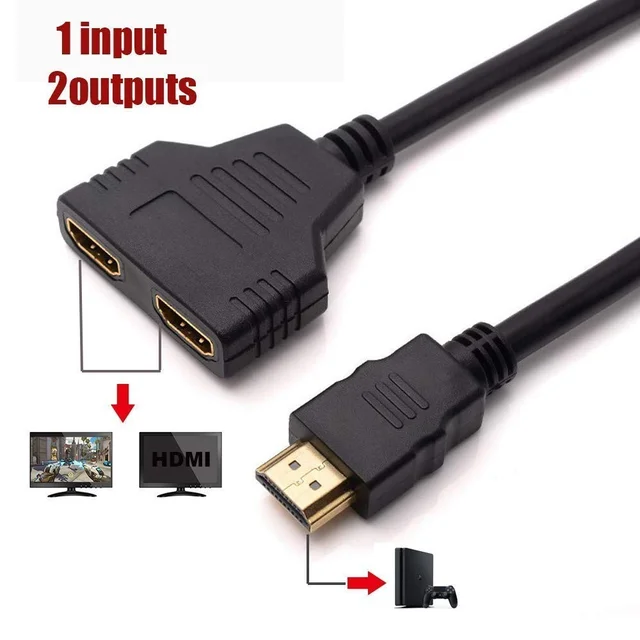 iSparehub HDMI Male to Dual HDMI Female Adapter Cable , 1 HDMI male to 2 HDMI Female