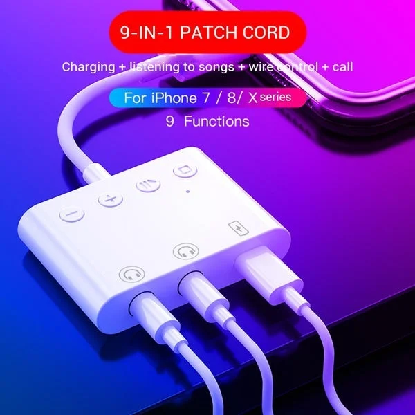 iSparehub For iPhone All In One Lightning Adapter JH-A01 9 Functions Bluetooth Audio Charging