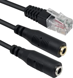 iSparehub Rj9 Male To Dual 3.5 Mm Female Headphone Adapter, Telephone Audio Adapter, Headphone Cable, Suitable For Office Rj9 Headsets
