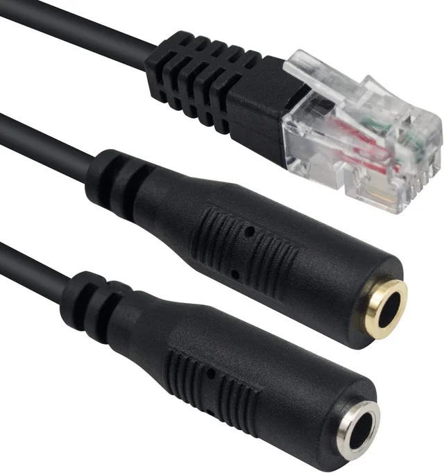 iSparehub Rj9 Male To Dual 3.5 Mm Female Headphone Adapter, Telephone Audio Adapter, Headphone Cable, Suitable For Office Rj9 Headsets