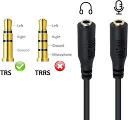 iSparehub For PC Headset RJ9/RJ10/Rj22 RJ9 to Dual 3.5mm Adapter- ,Not RJ11