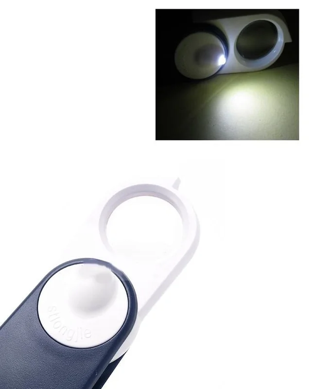 Generic Mini Folding Portable 10X Magnifying Glasses Lens Handheld Pocket Key Ring With LED Light Reading Eye Loupe Keychain Magnifier